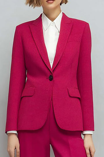 Fuchsia 2 Piece Peak Lapel Slim Fit Women Suits